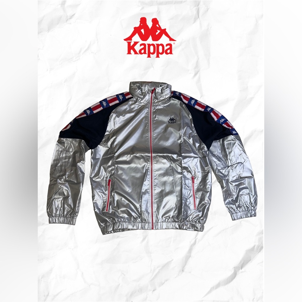 Kappa Authentic Zilcar Metallic Silver Slim Fit Windbreaker